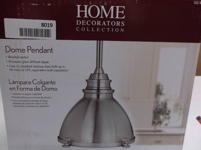 lot 8019 image: Home Decorators Dome Pendant Light - Pole included