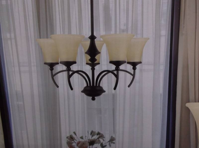 lot 8022 image: Globe Chandelier - Black Finish