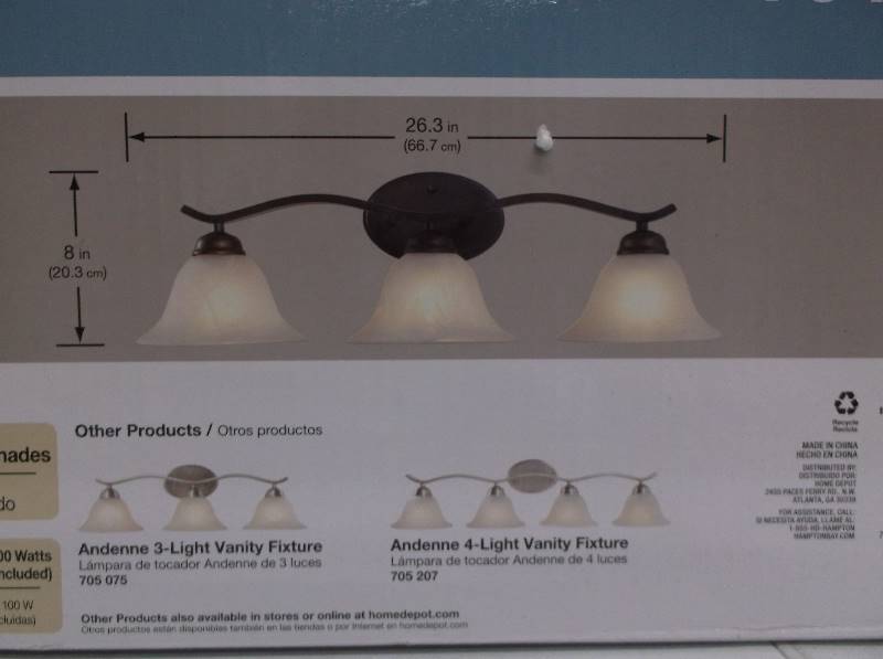 lot 8027 image: Hampton Bay Andenne 3-Light Vanity Fixture Oil Rubbed Bronze Finish