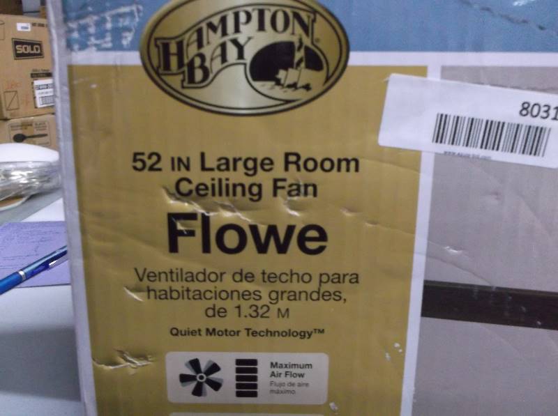 lot 8031 image: Hampton Bay 52 inch Large Room Ceiling Fan - Flowe