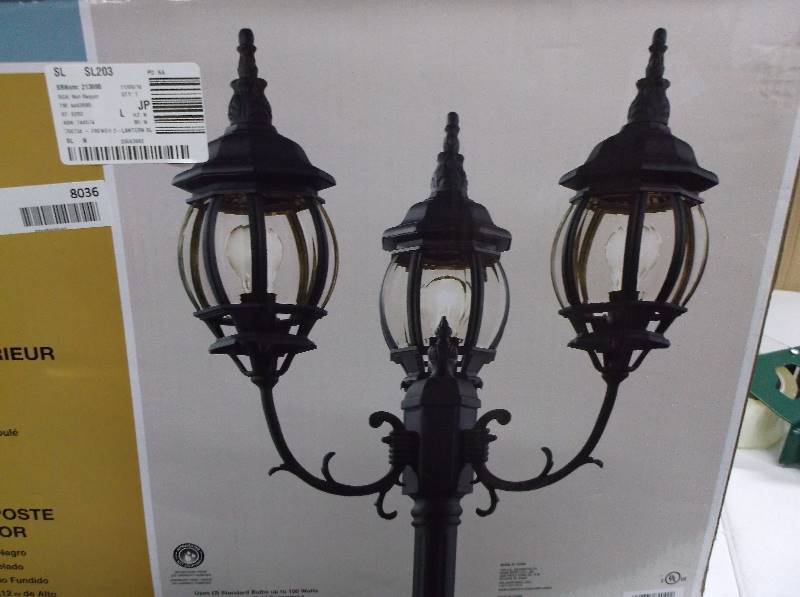 lot 8036 image: Hampton Bay Exterior Post 3-Light Lantern Light