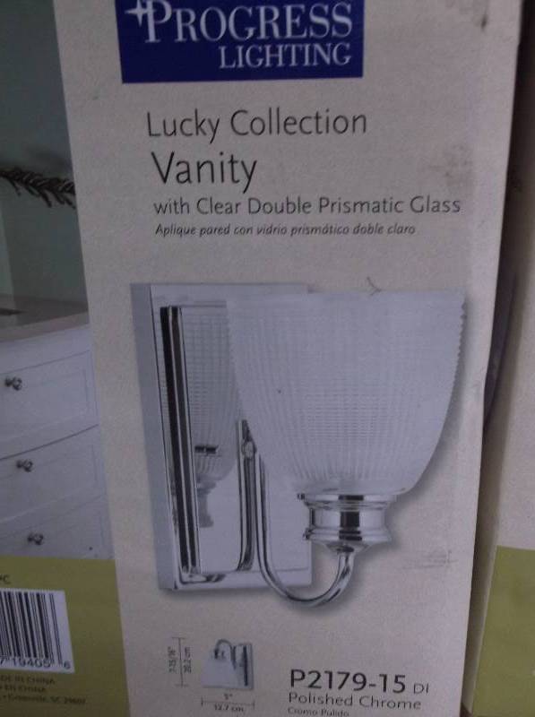 lot 8039 image: Progress Lighting Lucky Collection Vanity - Pair