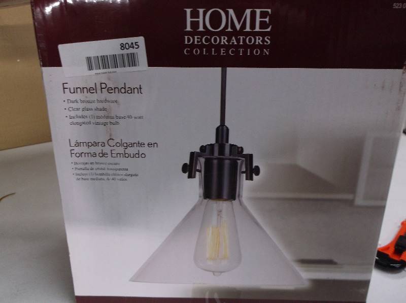 lot 8045 image: Home Decorators Funnel Pendant Light