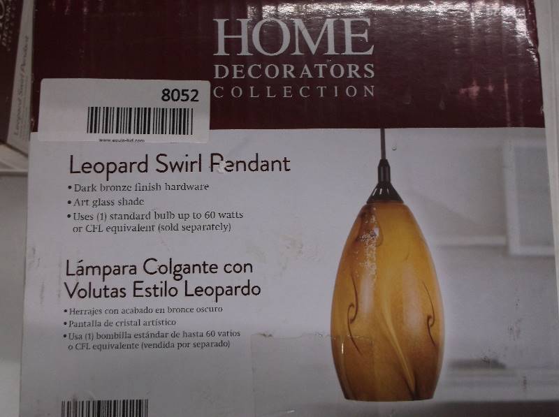 lot 8052 image: Home Decorators Leopard Swirl Pendant Light