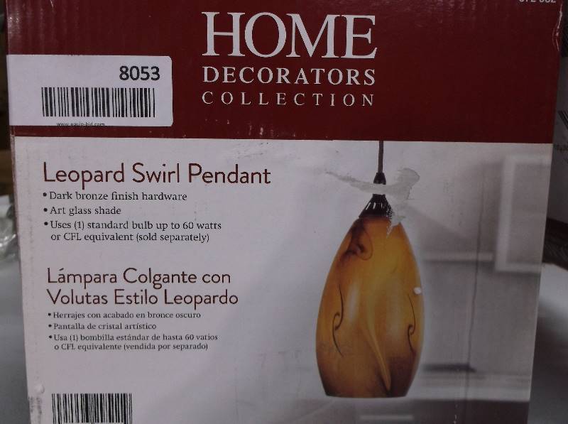 lot 8053 image: Home Decorators Leopard Swirl Pendant Light