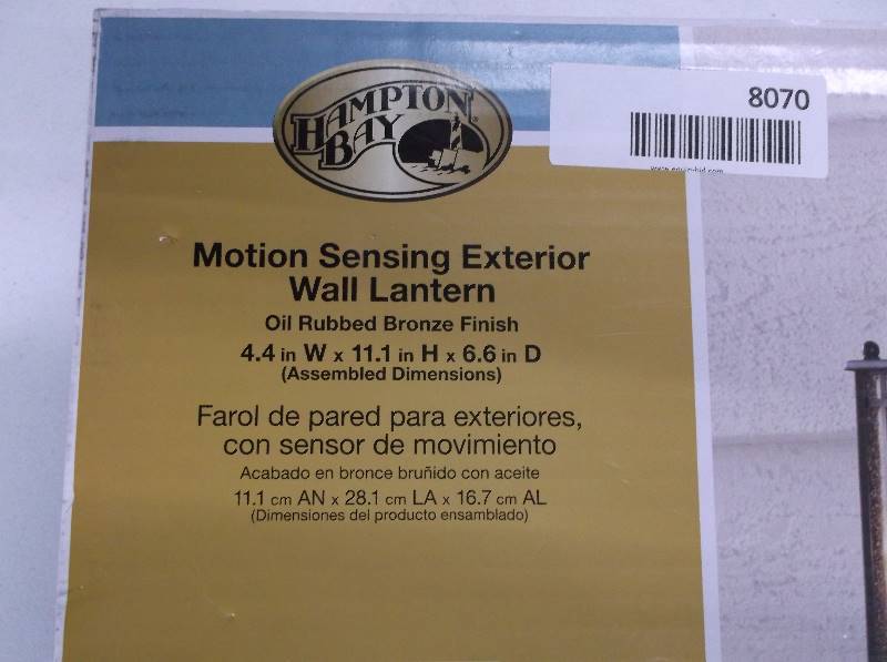 lot 8070 image: Hampton Bay Motion Sensing Exterior Wall Lantern