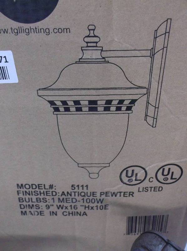 lot 8071 image: Trans Globe Lighting Antique Pewter Wall Mounted Sconce