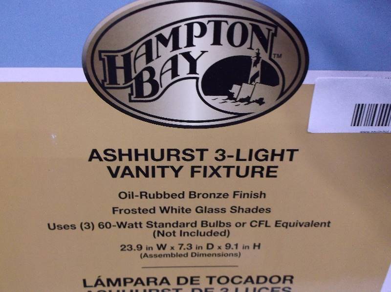 lot 8075 image: Hampton Bay Ashhurst 3-Light Vanity Fixture