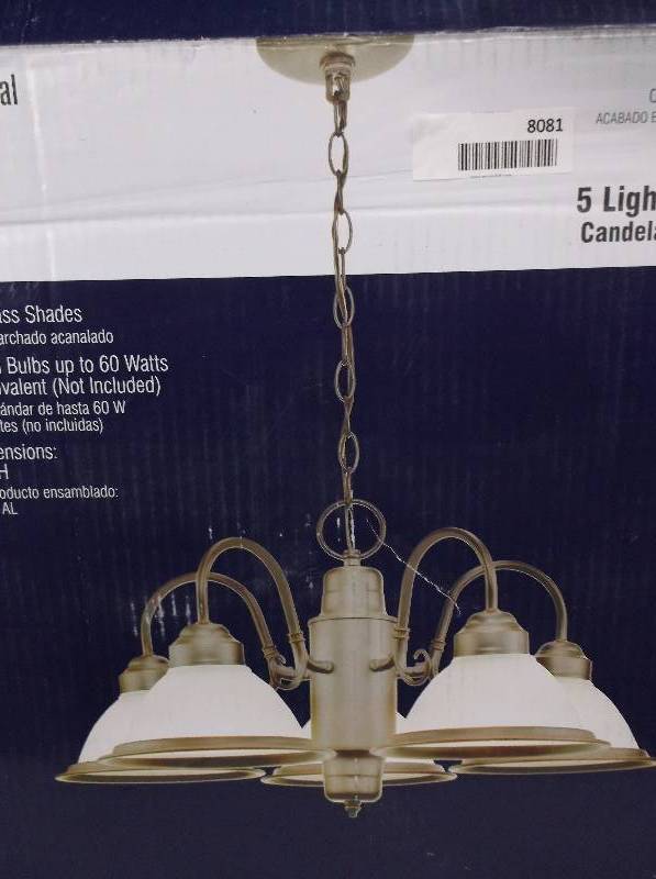 lot 8081 image: Commercial Electric 5-Light Chandelier