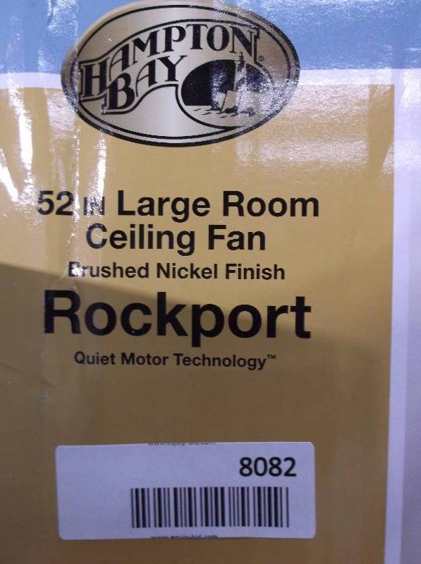 lot 8082 image: Hampton Bay 52 inch Large Room Ceiling Fan LED Lighting - Rockport