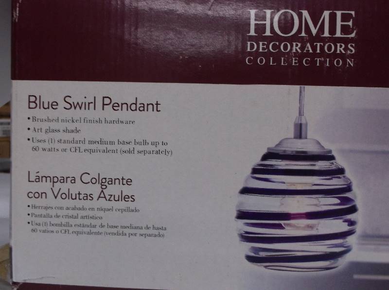 lot 8000 image: Home Decorators Blue Swirl Pendant Light