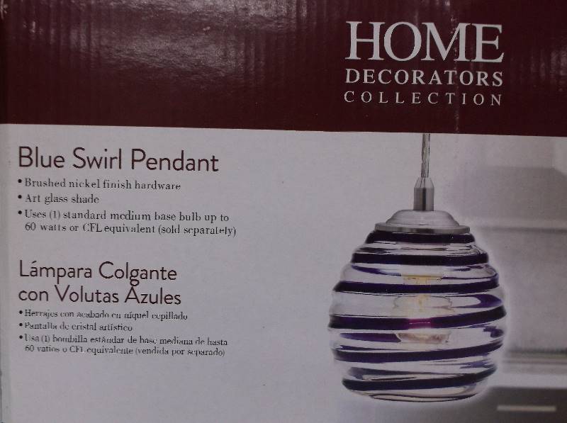 lot 8001 image: Home Decorators Blue Swirl Pendant Light