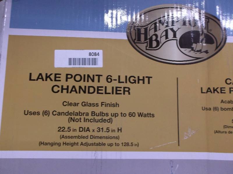 lot 8084 image: Hampton Bay Lake Point 6-Light Chandelier