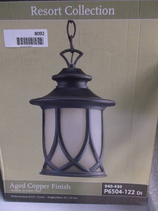 lot 8092 image: Progress Lighting Pendant Light - Aged Bronze.