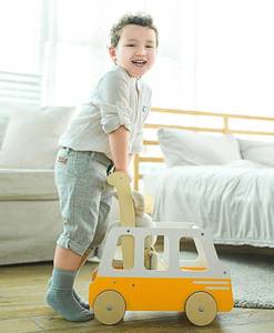 lot 42531 image: Retail $54.99 LINE Push Wooden School Bus, Toy
