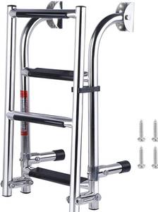 lot 42557 image: 4 Step Pontoon Boat Ladder Stainless Steel Folding Outboard