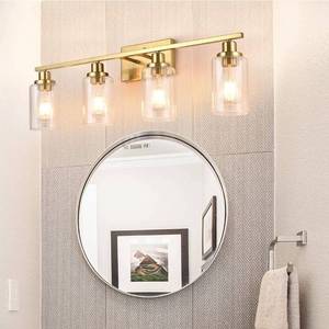 lot 44887 image: Gold Bathroom Vanity Lights, 4 Light Brushed