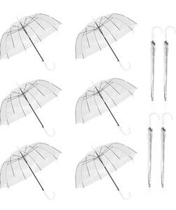 lot 44948 image: WASING 10 Pack 46 Inch Clear Bubble Umbrella Large Canopy Transparent Stick