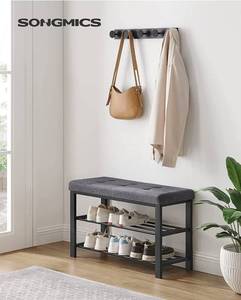 lot 44952 image: SONGMICS Shoe Bench, 3-Tier Shoe Rack for Entryway, Storage Organizer