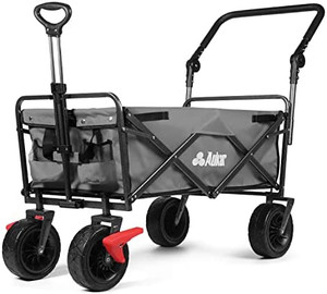 lot 44954 image: Retail $159.00 AUKAR Collapsible Wagon Carts (Grey)- Heavy Duty Utility Outdoor Foldable