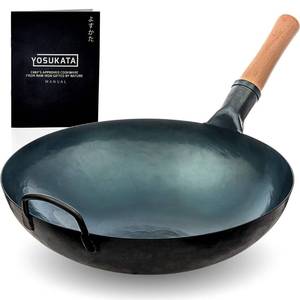 lot 45850 image: (RETAIL $84) Blue Round Bottom Wok Pan �� 14 Woks and Stir Fry Pan