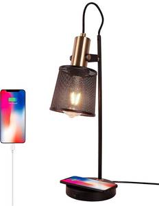 lot 45873 image: Iron Metal Mesh Desk Lamps with USB Fast Charging Port