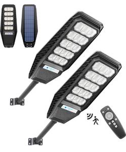 lot 45875 image: (RETAIL $175) 2 Light Set Motion Sensor Dusk to Dawn 15000LM Bright Solar Lights Outdoor with Remote