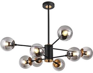 lot 45877 image: (RETAIL $150) Modern 8 Light Chandelier, Magic Bean Pendant Lighting Black with Glass Globes