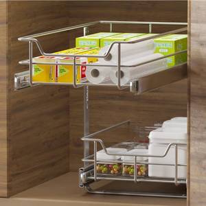 lot 45882 image: (RETAIL $129) 12inch Wide 24 inch Depth Cabinet Double-layer Independent Sliding Rail Drawers