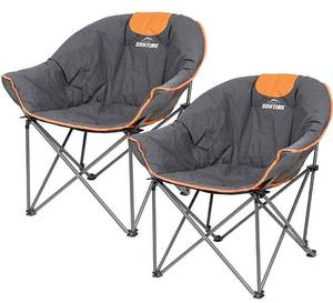lot 45894 image: (RETAIL $136) (Pack of 2) Oversize Padded Moon Leisure Portable Stable Comfortable Folding Chair