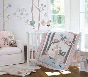 lot 45896 image: (RETAIL $199.99) Levtex Baby - Everly Crib Woodland Deer And Friends 5 Piece Bed Set