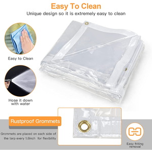 lot 48540 image: Retail $99.99 10 x 10FT Outdoor Clear Tarp Curtain Waterproof Wind-Proof 24 Mil Transparent Vinyl Tarp