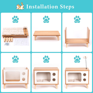 lot 48541 image: Retail $58.99 MewooFun Wooden Cat House Cat Bed for Indoor Cats TV-Shaped
