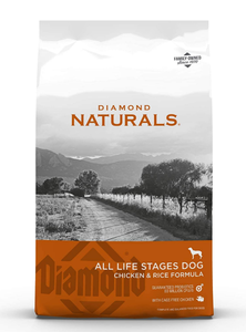 lot 48542 image: Retail $53.97 Diamond Naturals All Life Stages Chicken and Rice Formula Dry Dog Food Protein from Real Chicken, and Probiotics