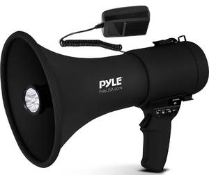 lot 52818 image: Pyle Portable Compact PA Megaphone Speaker with Alarm Siren & Adjustable Volume