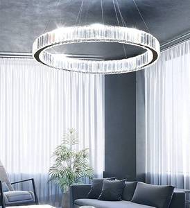 lot 52833 image: (RETAIL $210) Modern Crystal Chandelier LED Ring Pendant Light Round