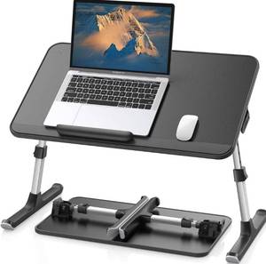 lot 52834 image: Leather Laptop Bed Tray Table, Adjustable Laptop Stand with Removable Stopper
