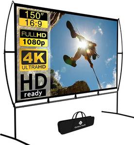 lot 52839 image: (RETAIL $172) Outdoor Projector Screen 150 Inch 169 4K HD Foldable Projector Screen with Stand