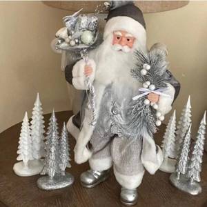 lot 52861 image: Brand New Christmas Holiday Traditional Silver & White Faux Fur Santa Claus