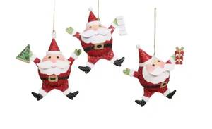 lot 52873 image: (Lot Of 2) Assorted Glitter Santa Ornament by Ashland�