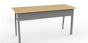 lot 52917 image: (RETAIL $196) Large Writing Easy to Assemble Metal Computer Desk, Wood Top