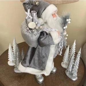 lot 52925 image: Brand New Christmas Holiday Traditional Silver & White Faux Fur Santa Claus