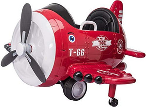 lot 12 image: TOBBI 12V Airplane Electric Kids Ride on Toy w 2 Joysticks Control and Remote Control (Red