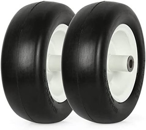 lot 33 image: WEIZE 11x4.00-5 Lawn Tires, 5 Centered Hub, 34 Bushing, 11x4-5 Mower Flat Free Tire with Rim, Set of 2