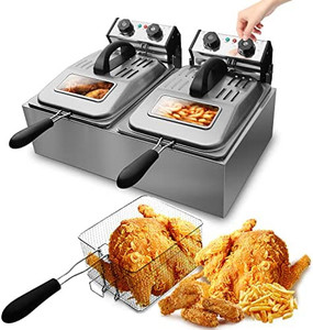 lot 88 image: WantJoin Commercial Deep Fryer with Visible Window Deep fryer 2500W 12L ��6L 2)2 5.7QT Stainless Steel French Fry Double Deep Fast Fryer with 2 Baskets,Commercial Restaurant,Fast Food Restaurant