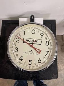 lot 6493 image: vintage Hobart scale converted to a clock