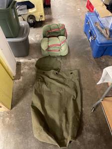 lot 6814 image: 1960 army bag and 2 sleeping bags