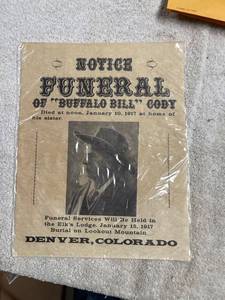 lot 6886 image: buffalo bill Cody funeral notice