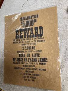 lot 6891 image: Jesse & frank James wanted poster
