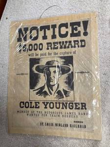lot 6896 image: cole younger wanted poster